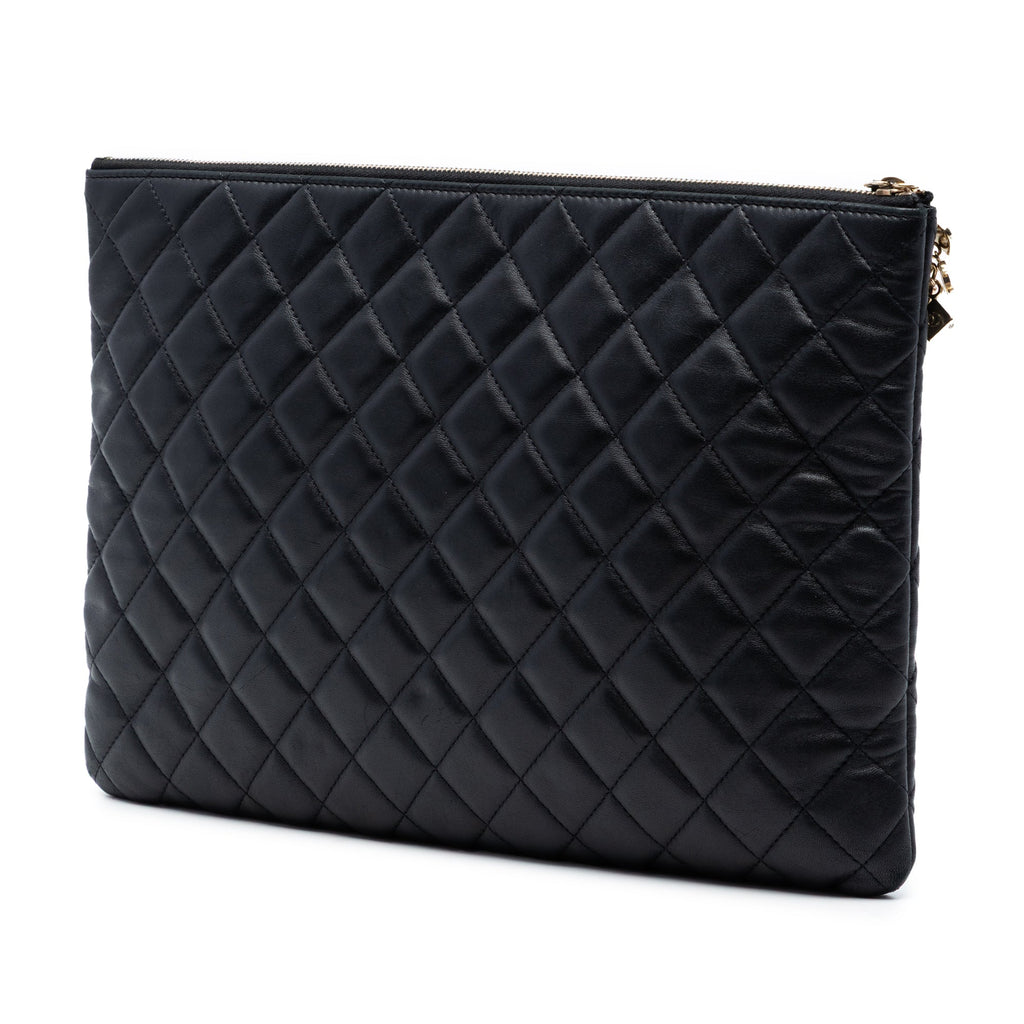 Large Quilted Lambskin Casino Charms O Case Clutch