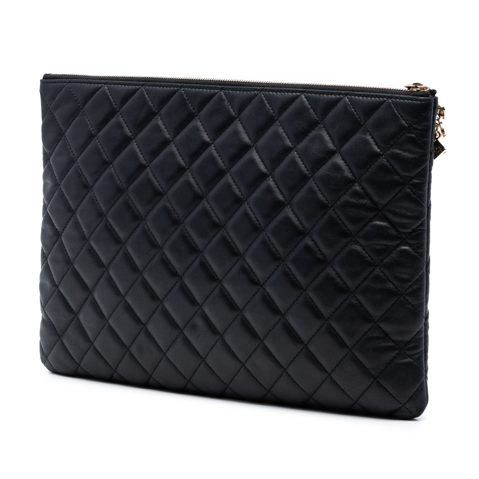 Large Quilted Lambskin Casino Charms O Case Clutch