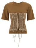 Giuseppe Di Morabito Lace Bustier Blouse — Camel