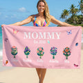 Personalizada 1-8 Nacimiento Flores Mariposas Secado rápido Toalla de playa de gran tamaño con nombre Fiesta en la playa Uso Cumpleaños Día de la Madre Regalo para mamá Abuela