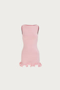 Ruffle Hem Tank Mini Dress (Pink Stripe)