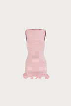 Ruffle Hem Tank Mini Dress (Pink Stripe)