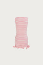 Ruffle Hem Tank Mini Dress (Pink Stripe)