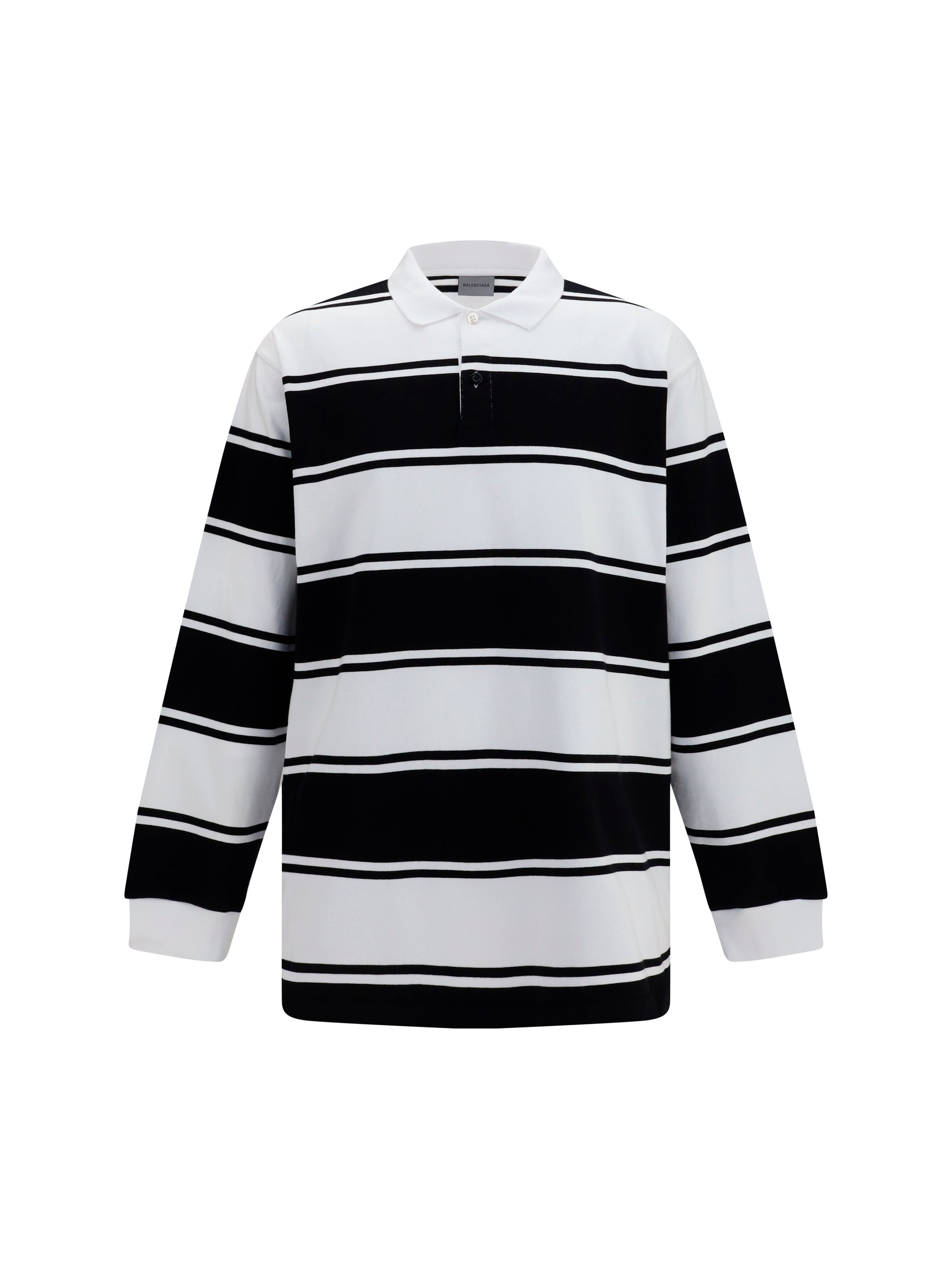 Balenciaga Striped Cotton Polo — Black