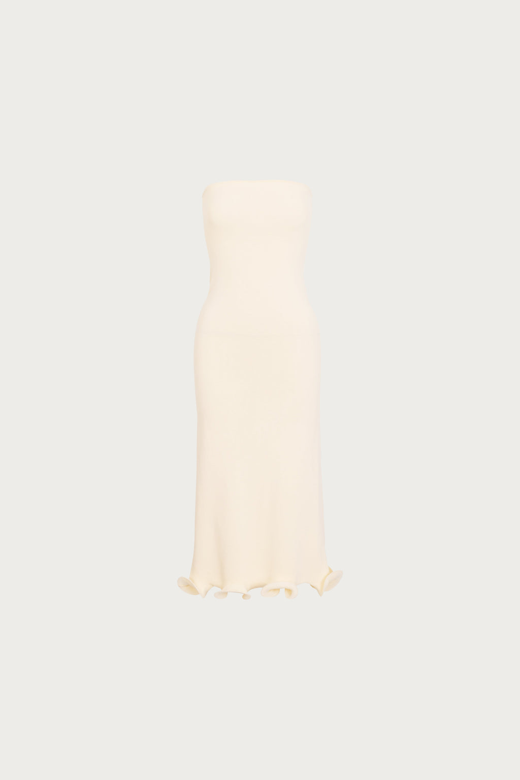 Ruffle Hem Strapless Dress (Cream)