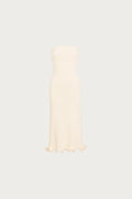 Ruffle Hem Strapless Dress (Cream)