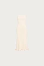 Ruffle Hem Strapless Dress (Cream)