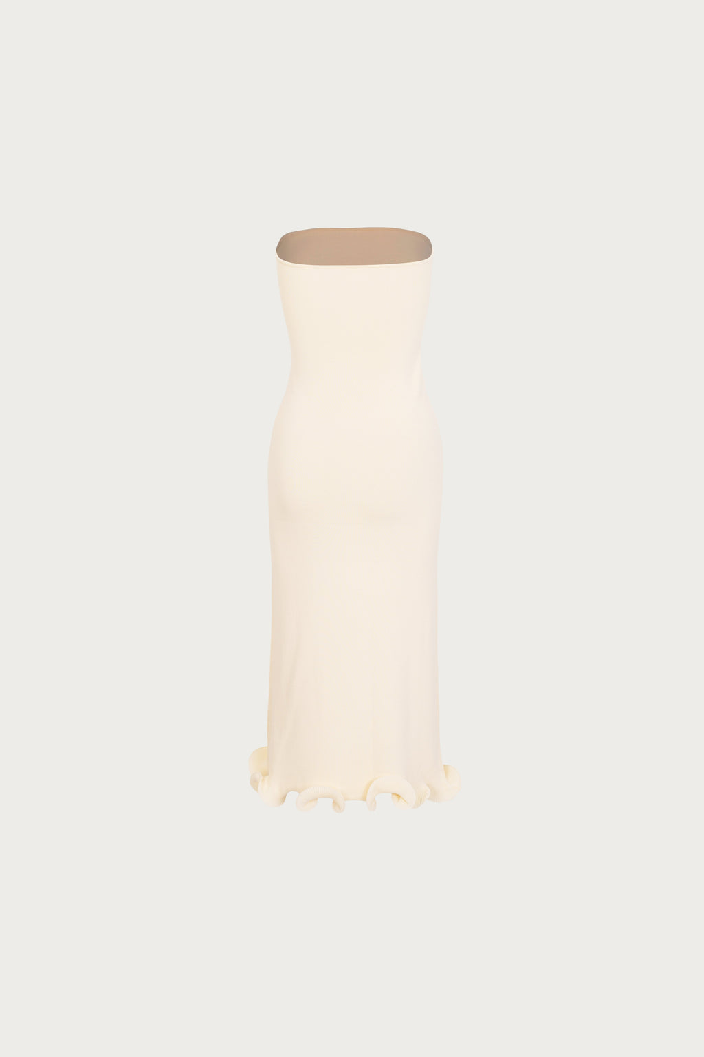 Ruffle Hem Strapless Dress (Cream)