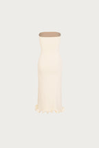 Ruffle Hem Strapless Dress (Cream)