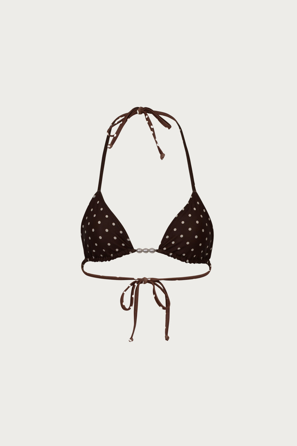 Beaded Triangle Top (Brown Cream Polka Dot)