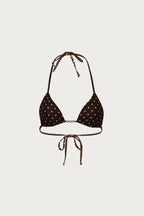 Beaded Triangle Top (Brown Cream Polka Dot)