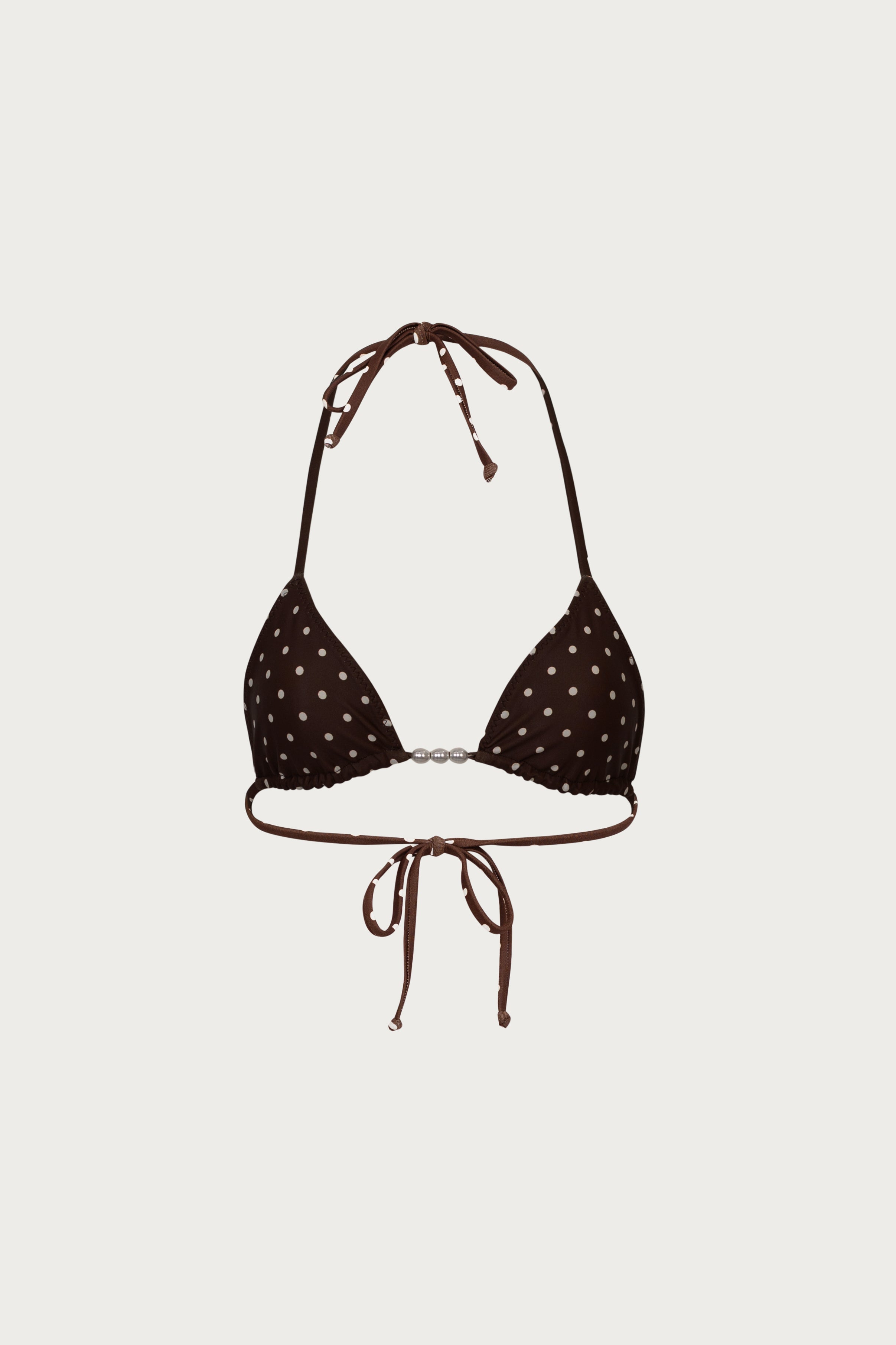 Beaded Triangle Top (Brown Cream Polka Dot)