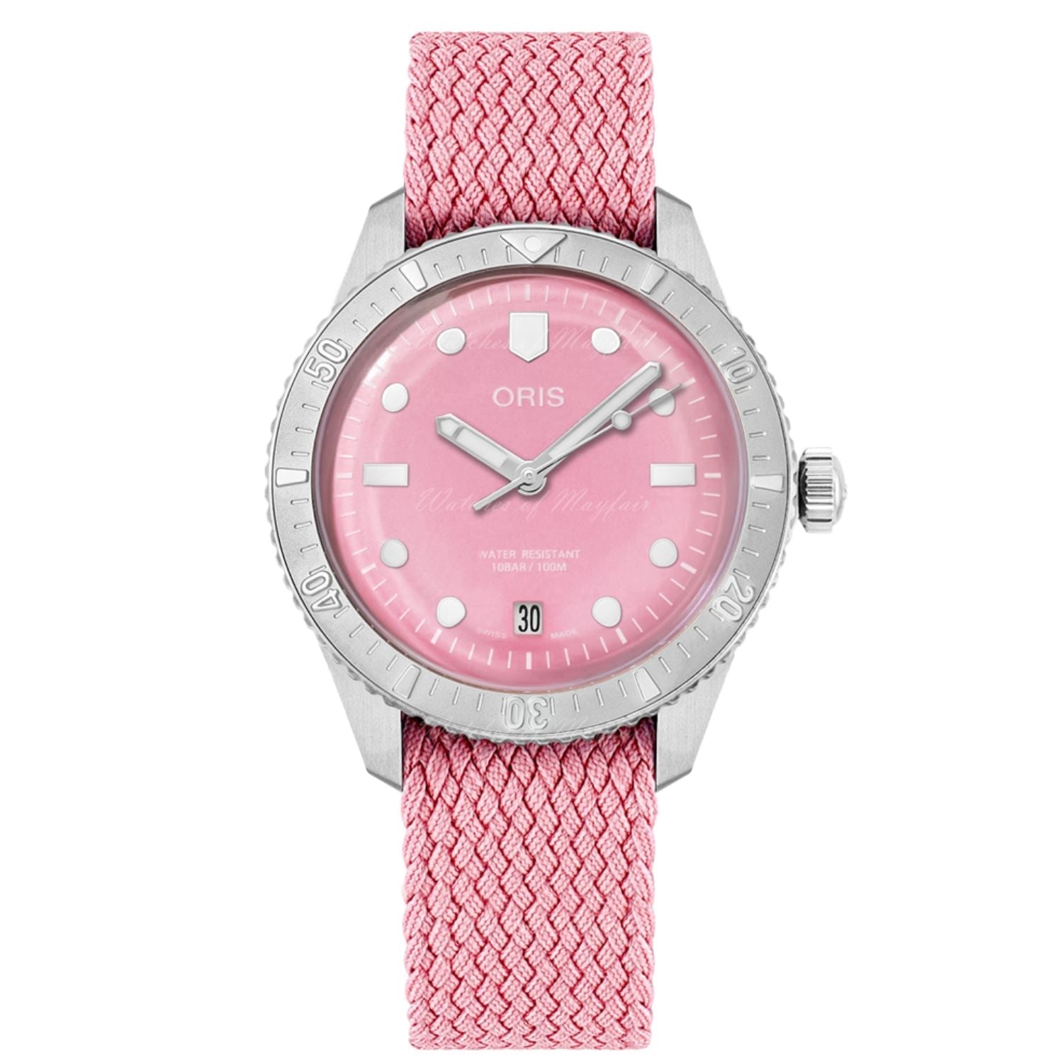 Oris Stainless Steel Diver Watch — Pink