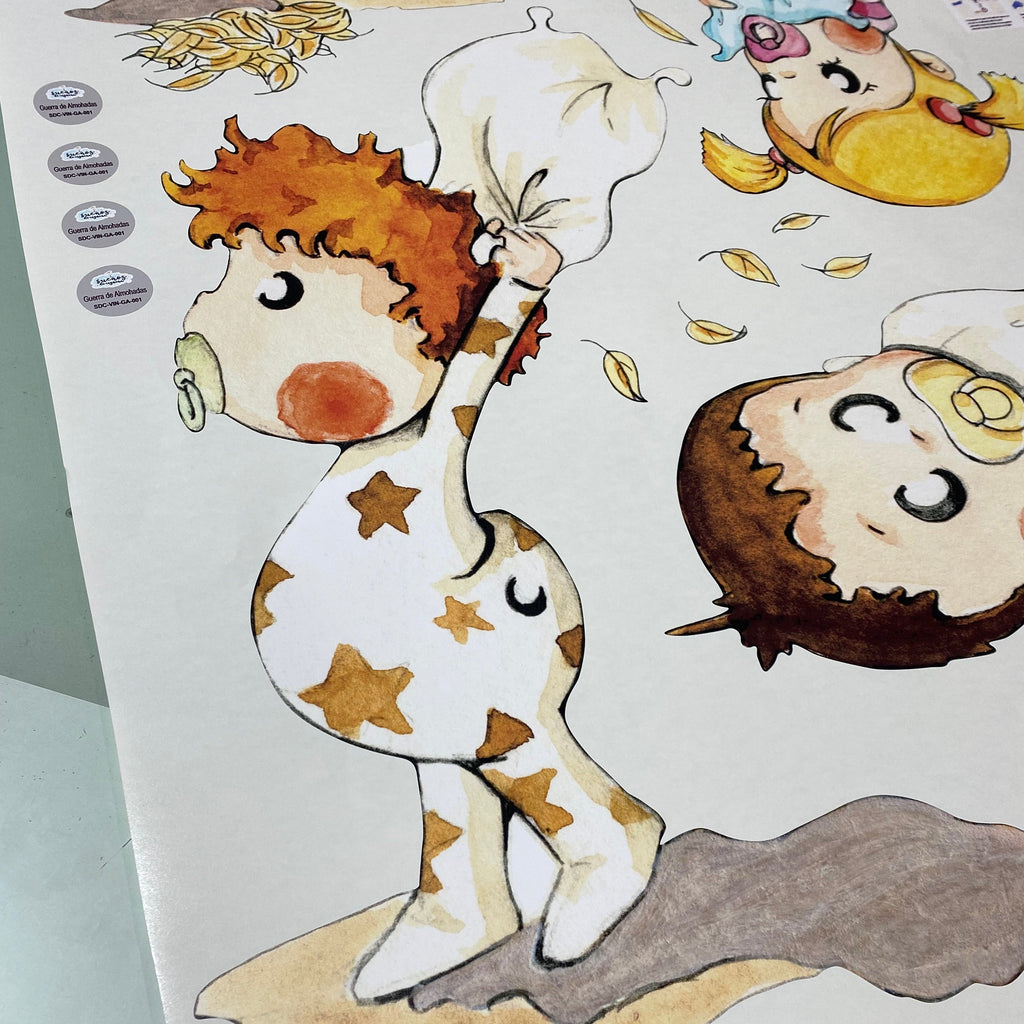 Vinilo Decorativo Infantil GUERRA DE ALMOHADAS