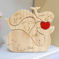 Rompecabezas de madera personalizado con familia de ballenas con corazón y nombres decoración de escritorio regalo del Día de la Madre para familia
