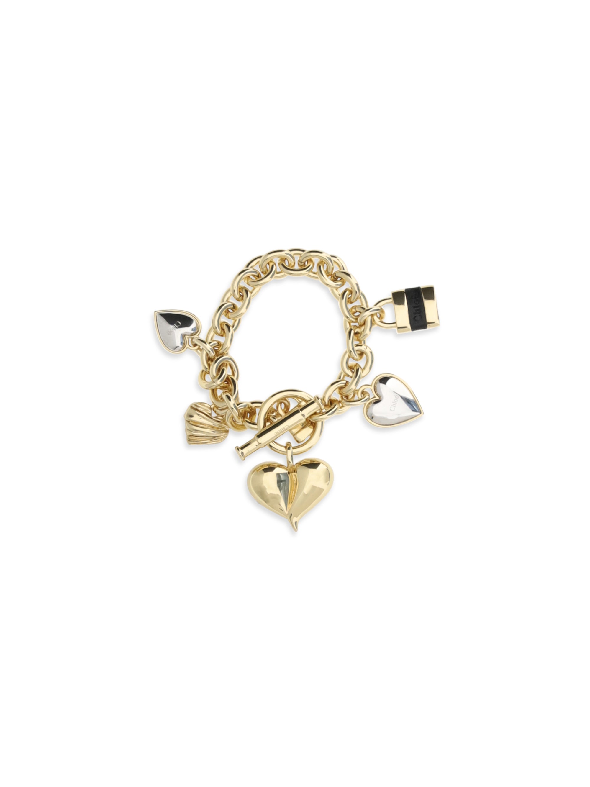 Chloé Heart-Charm Decorative Bracelet — Gold