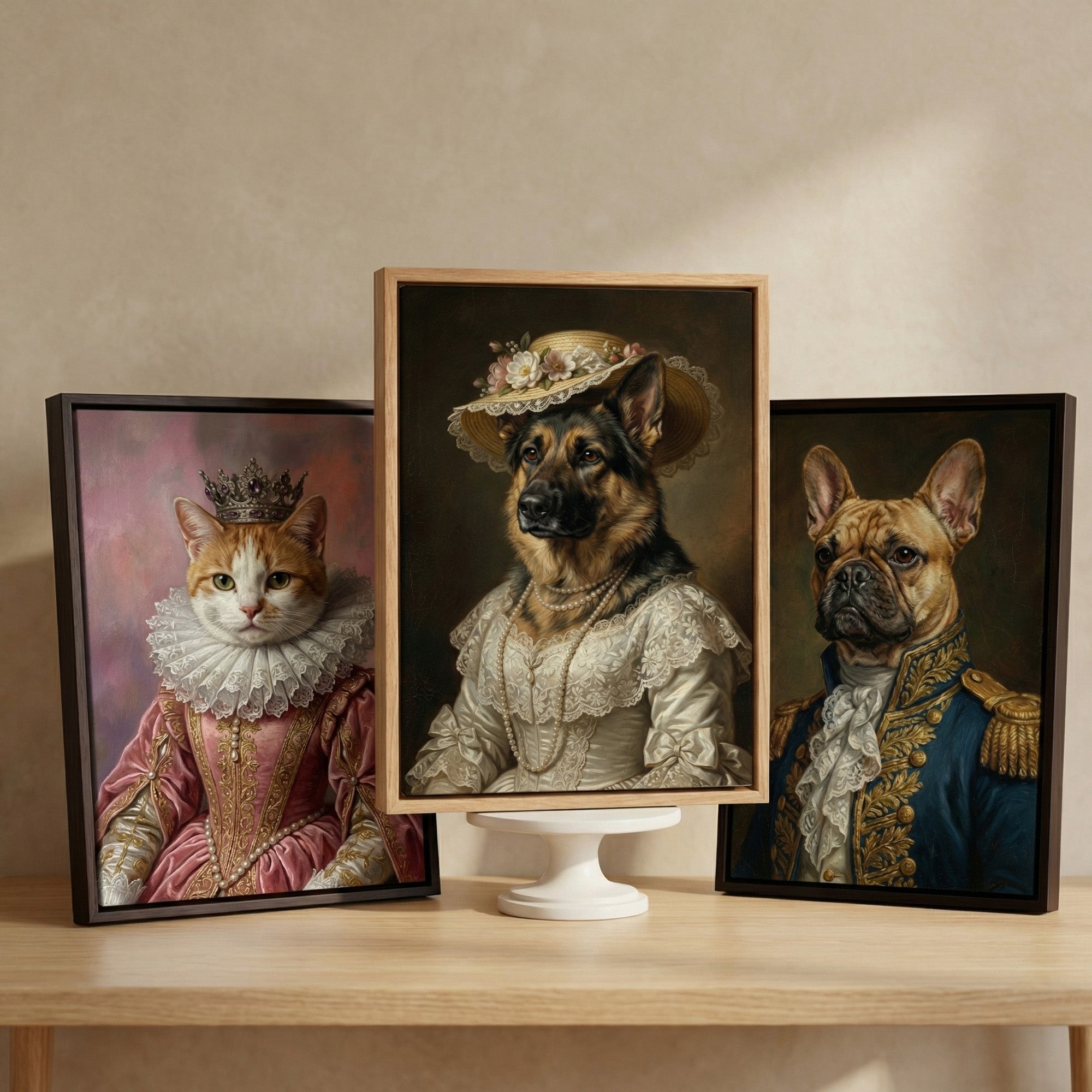 Personalizada Estilo Renacimiento Real Perro Gato Retrato Impresiones en Lienzo Decoración del Hogar Regalo de inauguración de la casa