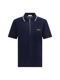Ferragamo Cotton Zip Polo — Navy