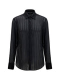 Gucci Striped Silk Gauze Shirt — Black