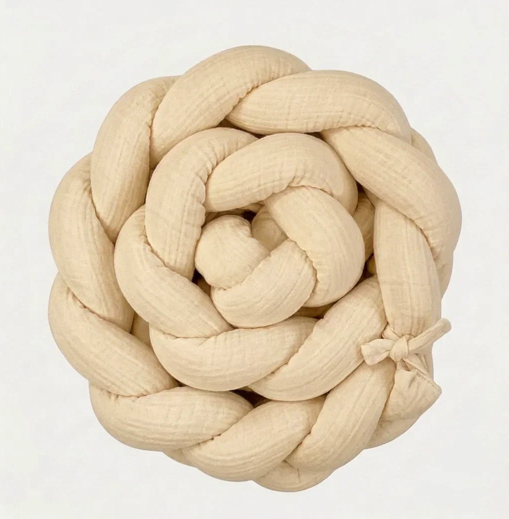 Braided Cot Protector 210cm BEIGE Muslin
