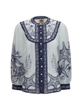 Farm Rio Seaside Print Blouse — White