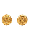 Gold Plated CC Sunburst Clip On Earrings