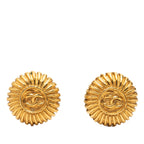 Gold Plated CC Sunburst Clip On Earrings