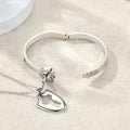 Personalizada Birthstone Cruz Llave Collar Desbloquear Corazón Pulsera Set con Texto Grabado Bautizo Cumpleaños Aniversario Regalo para Mujeres Creyentes
