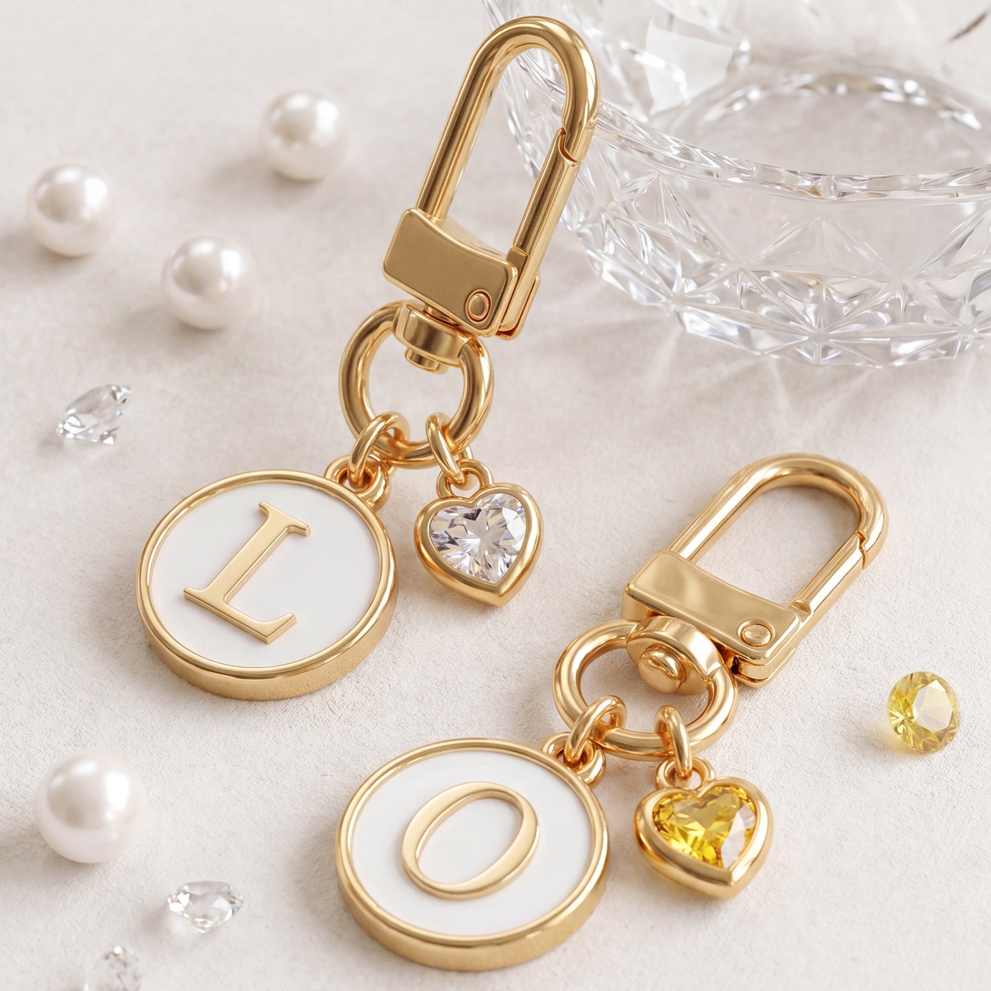Personalizado Minimalista Corazón Piedra de Nacimiento Llavero con Inicial Uso Diario Cumpleaños Aniversario Regalo para Mujeres Niñas