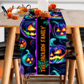 Jack-O'-Lantern Ghost Spider Web Camino de Mesa Personalizado con Texto Decoración para el Hogar Fiesta de Halloween Regalo para un Amigo de la Familia