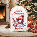 Personalizada Feliz Navidad Lindo muñeco de nieve Bolsa de regalo de lona con nombre Fiesta de Navidad Regalo para niños Familia