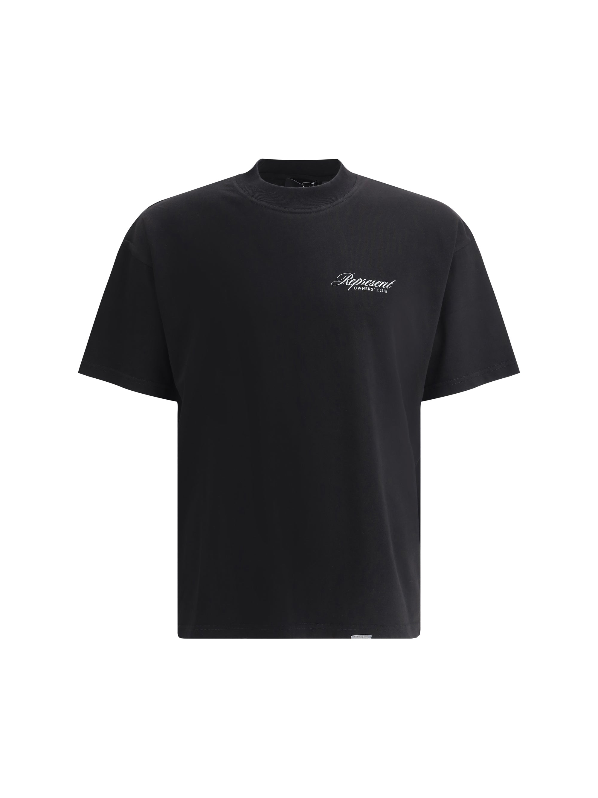Represent Logo-Embroidered Cotton T-Shirt — Black