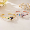 Personalizada piedra de nacimiento de circón en forma de corazón foto pulsera brazalete con nombres Dainty Joyería Cumpleaños Día de San Valentín Aniversario de regalo para la pareja