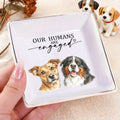 Acuarela Personalizada Fotos de Mascotas Plato de Cerámica Baratija Joyería Uso Diario Fiesta de Compromiso Regalo de Aniversario para Recién Casados Familia Mimada