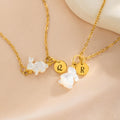 Personalizado collar de conejo de concha blanca con discos iniciales Lucky Rabbit Joyería de Pascua de regalo para las mujeres las niñas