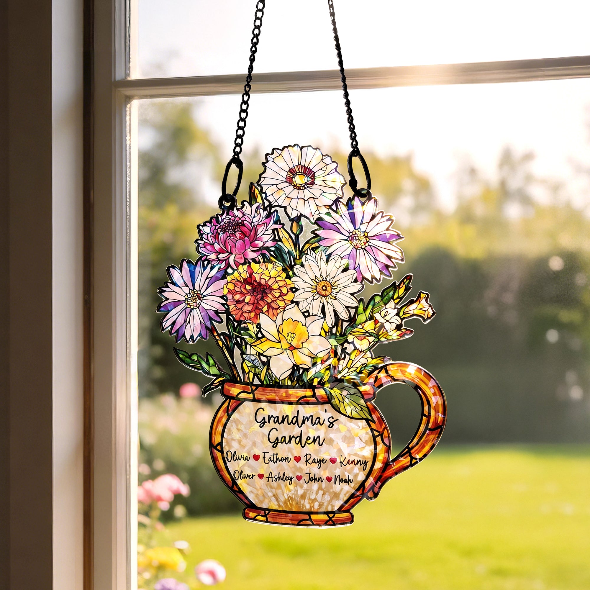 Parasol Personalizado Flor de Nacimiento del Jardín de la Abuela con Título y 1-10 Nombres Regalo del Día de la Madre para la Abuela Mamá