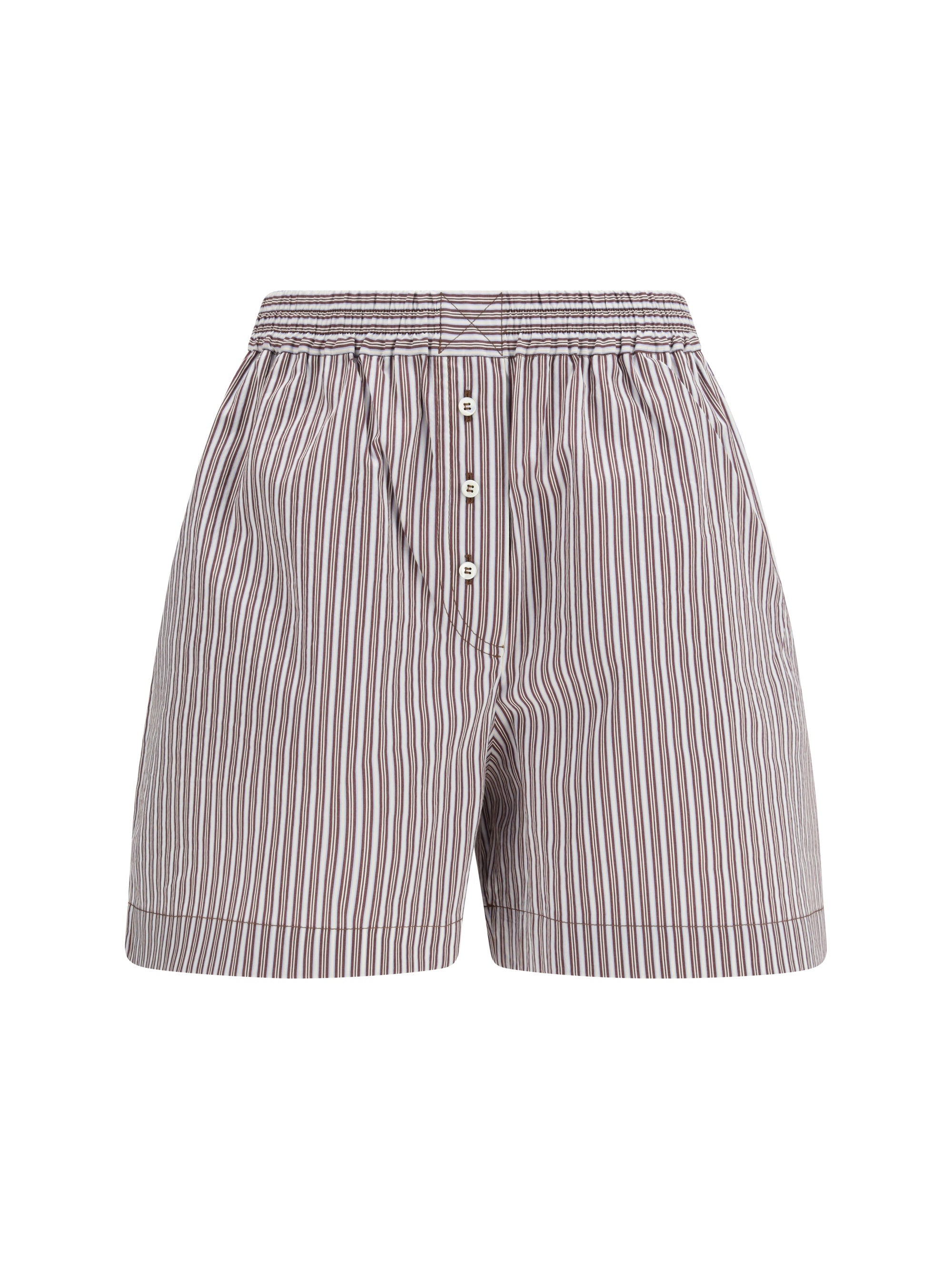 Brunello Cucinelli Striped Silk-Cotton Bermuda Shorts — White