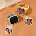 Anillo personalizado de plata de ley con foto oculta activada por calor y texto Joyería memorable Regalo de aniversario de cumpleaños para hombres Pareja Familia
