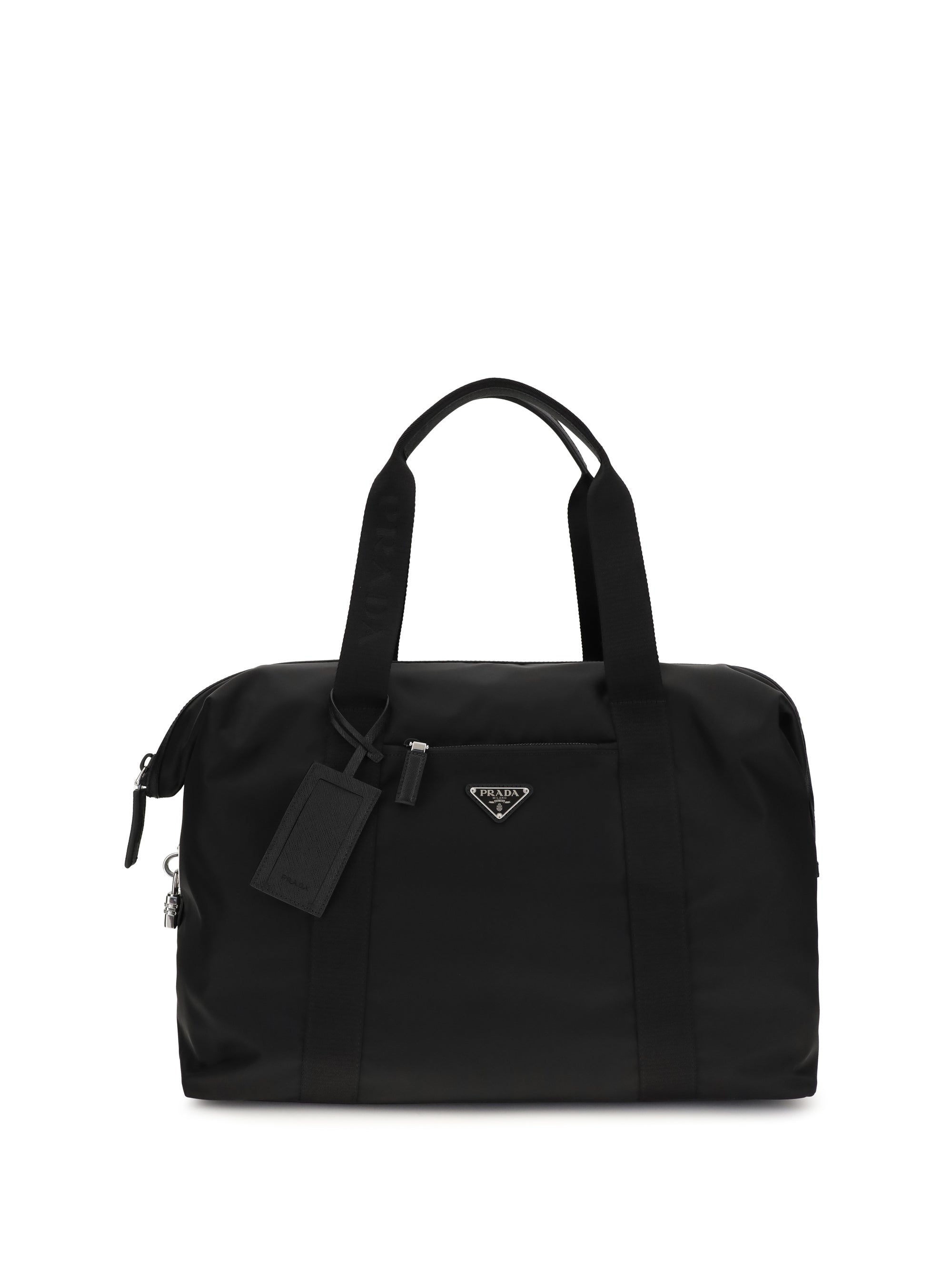 Prada Re-Nylon and Saffiano Leather Travel Bag — Black