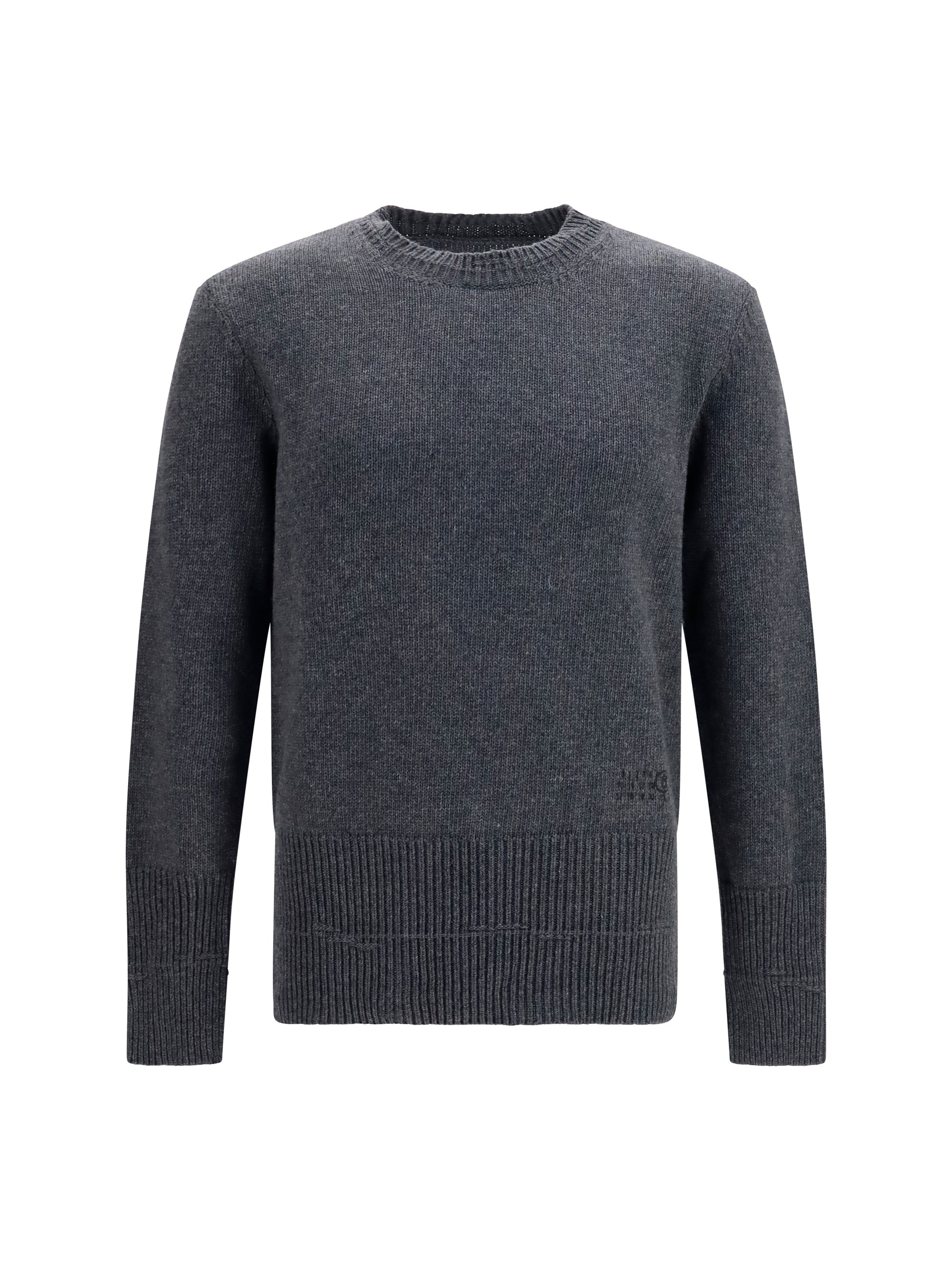 MM6 Maison Margiela Wool Crewneck Sweater — Gray