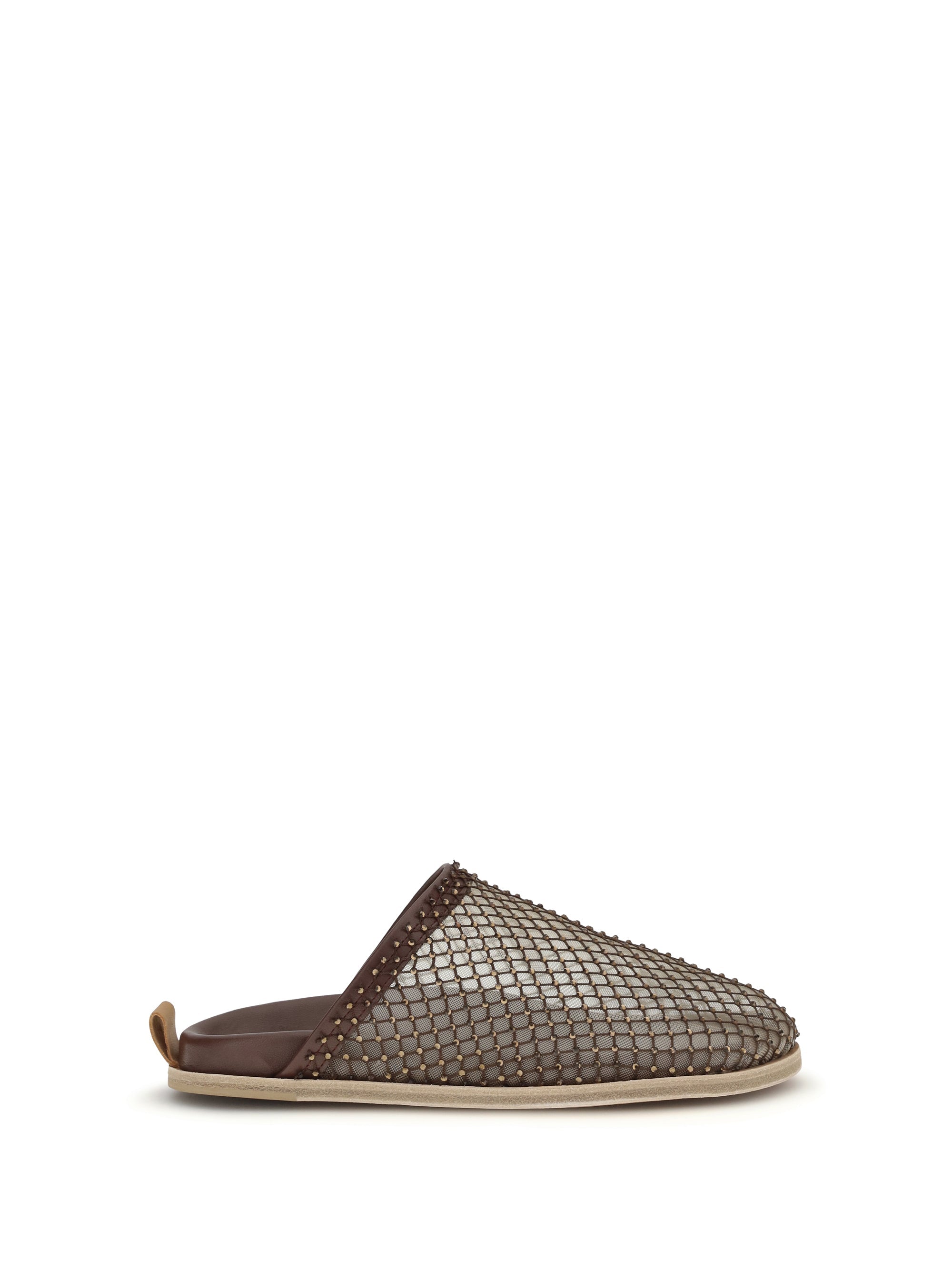 Forte_forte Mesh with Rhinestones Mule — Brown