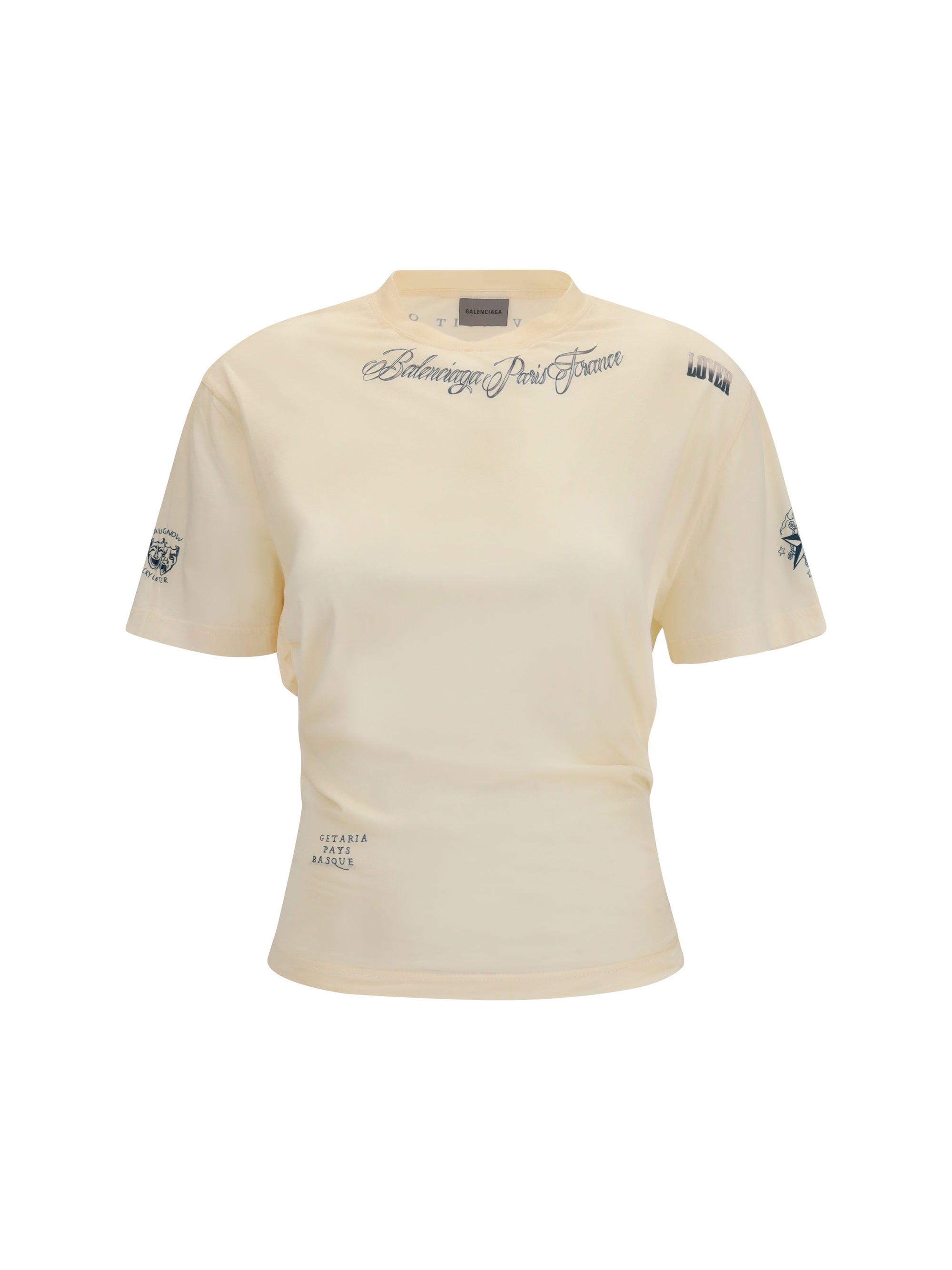 Balenciaga Logo-Embroidered Cotton T-Shirt — Beige
