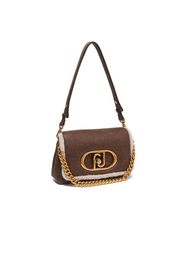 Liu Jo Foil-Effect Lapuffy Shoulder Bag — Mocha