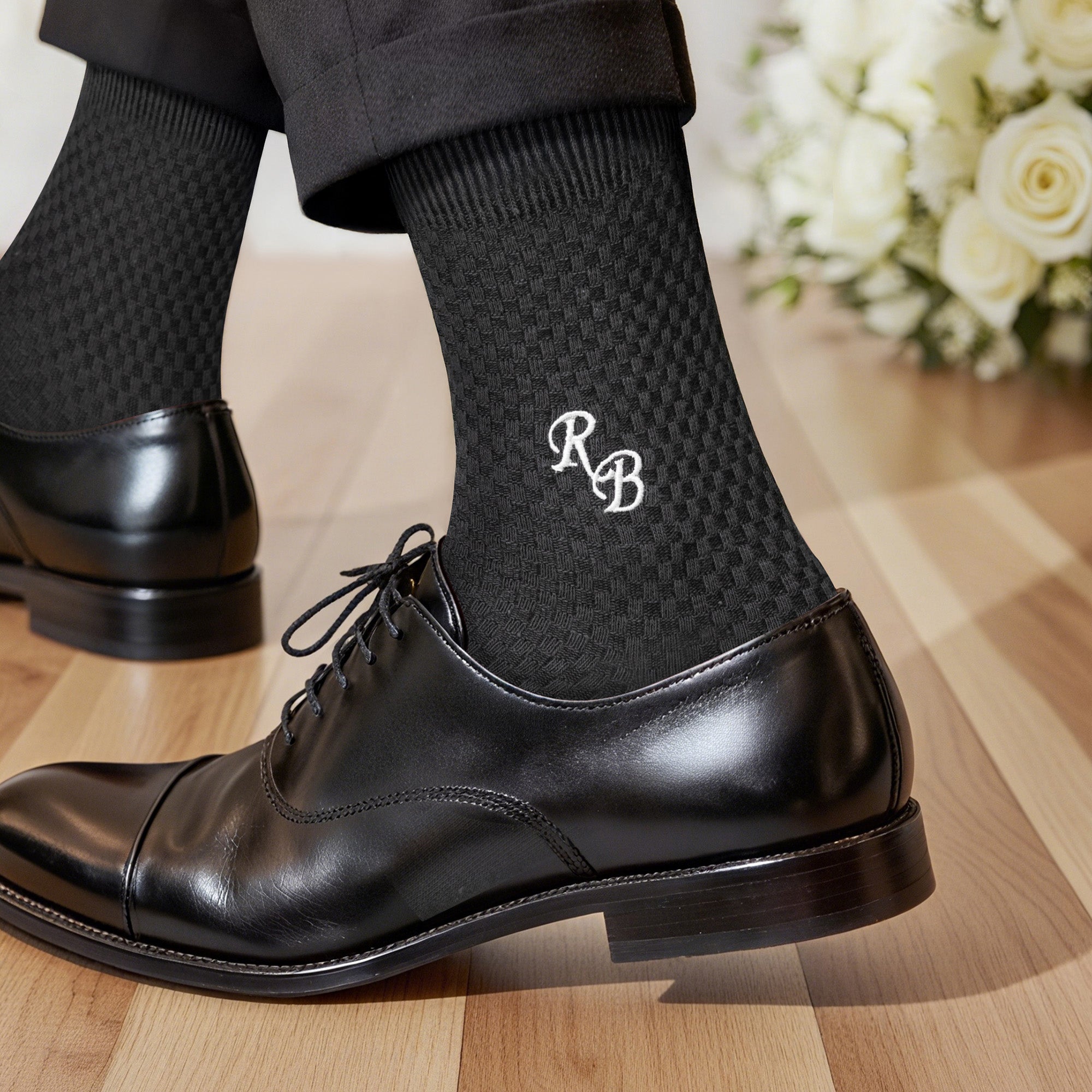 Monograma bordado personalizado Calcetines de la boda de los hombres despedida de soltero propuesta de regalo de boda para el padrino Groomsman novio