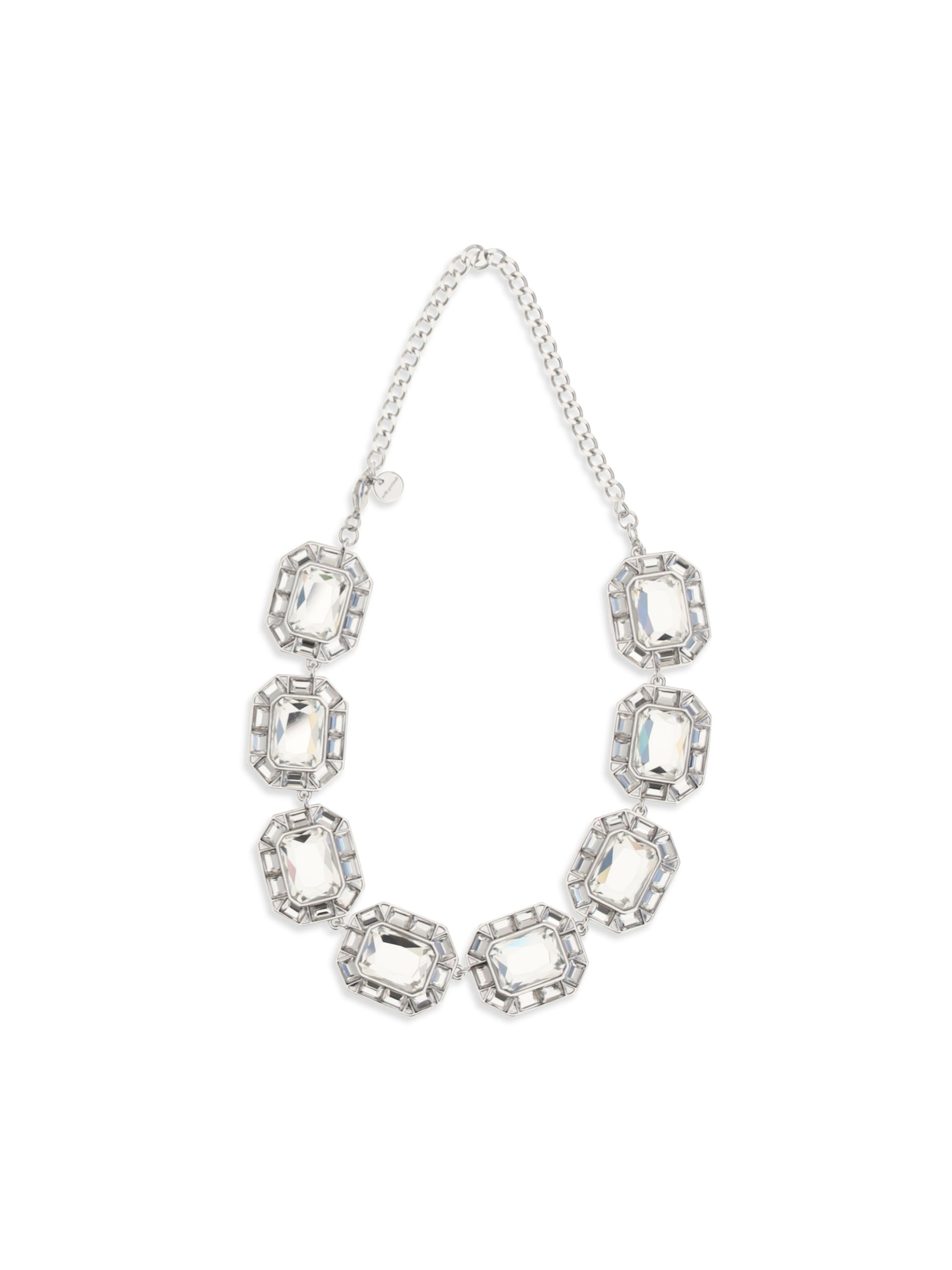 Self-Portrait Crystal-Embellished Necklace — Silver