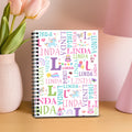 Cuaderno de espiral A5 con iniciales y 120 páginas rayadas Fantasía unicornio dinosaurio nube con nombre Regalo de cumpleaños de vuelta al cole para niños