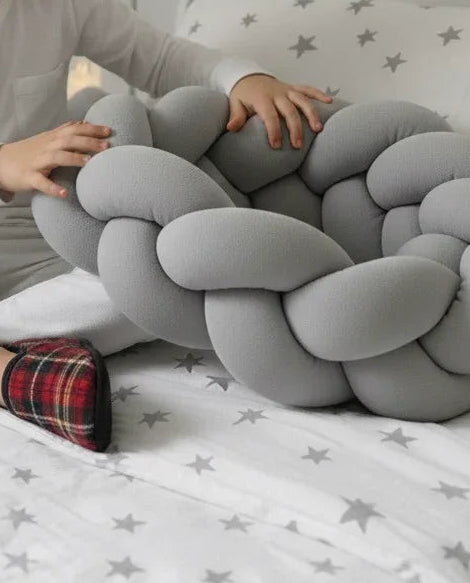 Gray Crib Braid Bumper 180cm - Safety and Style for Your Baby