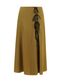 Ganni Satin Midi with Tie Details Skirt — Gold
