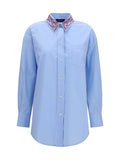 Fabiana Filippi Embellished Collar Poplin Shirt — Blue