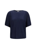 Brunello Cucinelli Cashmere and Silk Blend Sweater — Navy